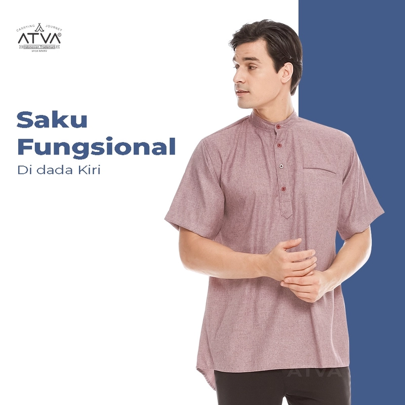 Product image ATVA - Baju Koko Pria Madinah Tangan Pendek Warna Purple M all variant
